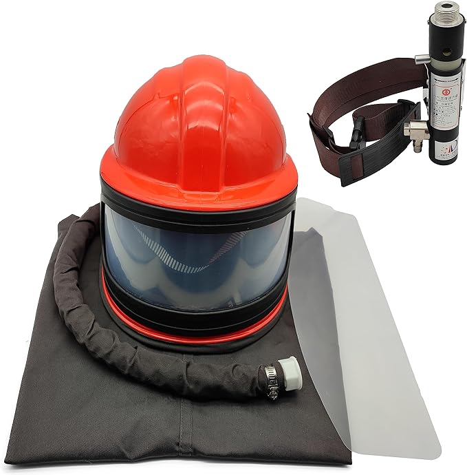 Sandblaster Helmet Safe Air Feed Sand Blast Helmet Shoulder Protective Sand Blast Hood Protector Sandblaster Thermostat 5 Pieces Outer Lenses