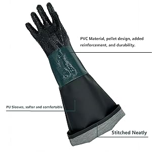 Sandblasting Gloves 23.6" Rubber Gloves for Sandblaster Cabinets Sand Blaster Gloves Kits