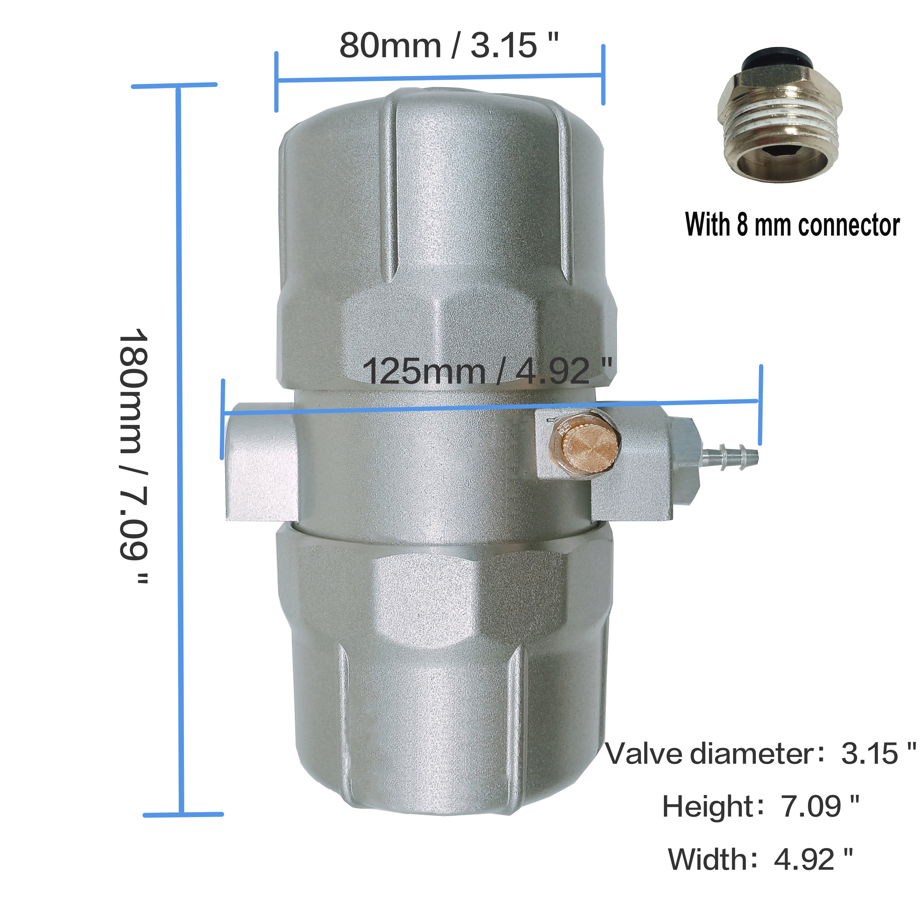 Pneumatic Drainer PA-68 for Air Compressor Tank Automatic/Auto Drainage Air Pump Drain Valve Anti-Clogging with 8MM Connectors to Send Raw Material Tape