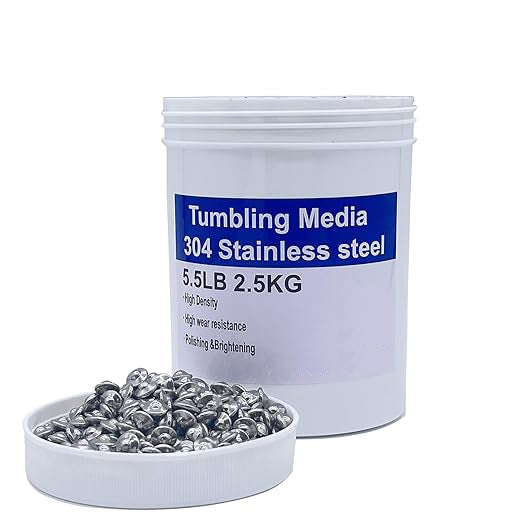 5.5 LBS Stainless Steel Shot, Stainless Steel Tumbling Media, Stainless Steel Tumbling Media for Jewelers Tumbler Finishing (3/16" × 3/8")