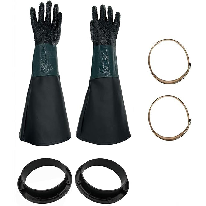 Sandblasting Gloves 23.6" Rubber Gloves for Sandblaster Cabinets Sand Blaster Gloves Kits