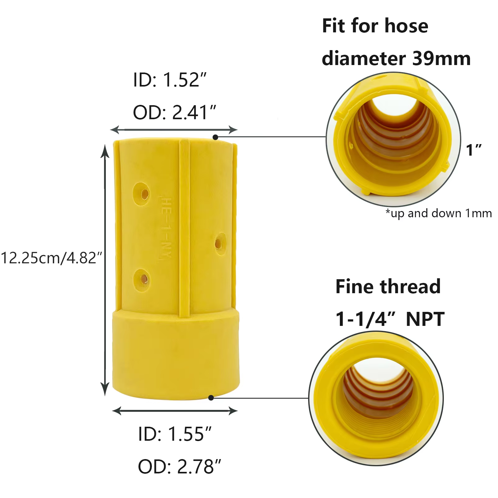 HOLDWIN Yellow Nylon sand blast hose coupling blasting Nozzle holder sandblast pot parts Pipe quick coupling quick connector