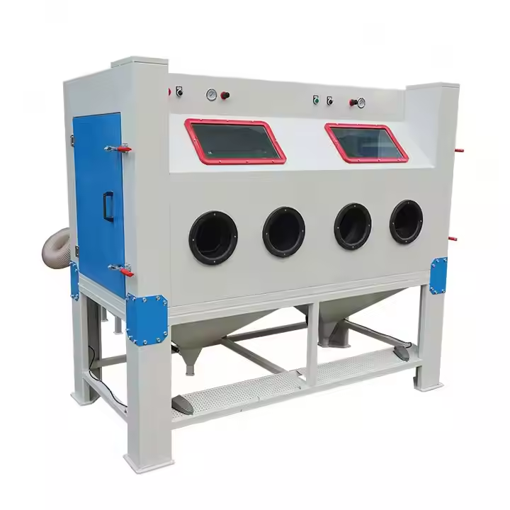 HOLDWIN-2024B-2A Duplex manual sand blasting cabinet dry sand blasting machine descaling and deplating