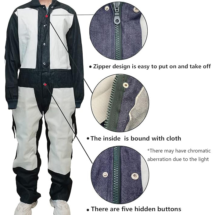 Heavy Duty Leather Blast Suit Spray Paint Protective Suit Sandblasting Protective Safety Work Overalls Blue