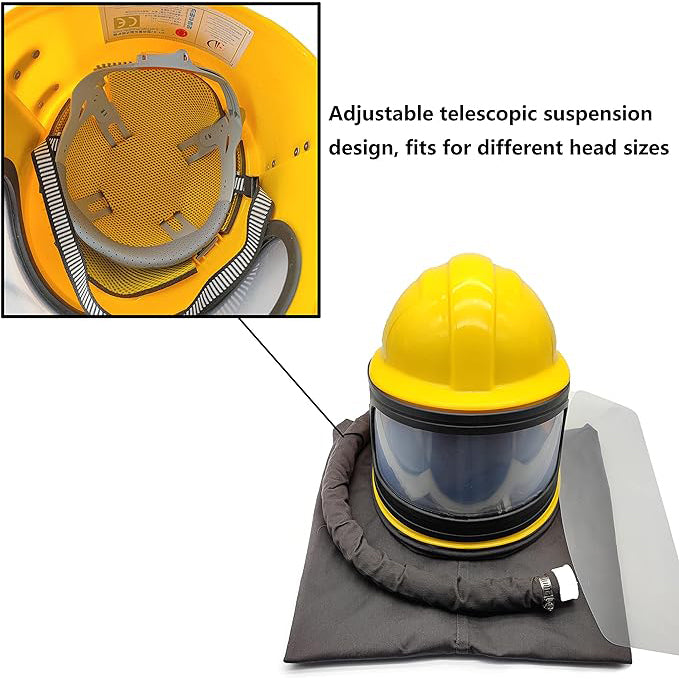 Sandblaster Helmet Safe Air Feed Sand Blast Helmet Shoulder Protective Sand Blast Hood Protector Sandblaster Thermostat 5 Pieces Outer Lenses