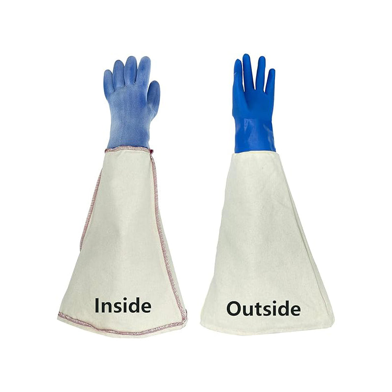 Sandblaster Canvas Rubber Gloves, 24.4” Sandblasting Work Protection Gloves for Sand Blaster Cabinet, Durable Sand Blasting Work Gloves