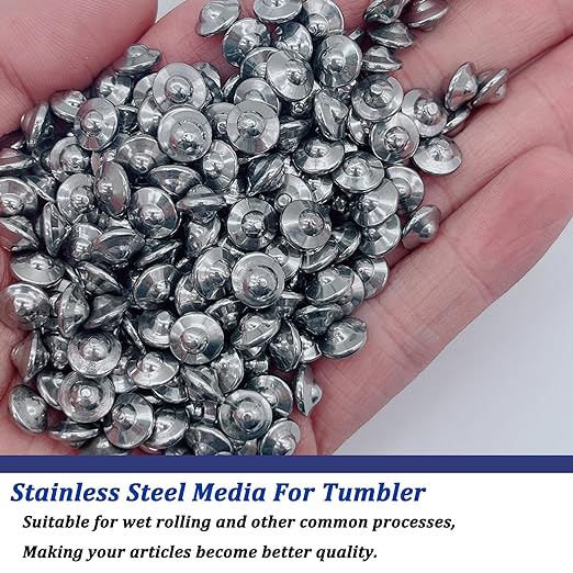 5.5 LBS Stainless Steel Shot, Stainless Steel Tumbling Media, Stainless Steel Tumbling Media for Jewelers Tumbler Finishing (3/16" × 3/8")