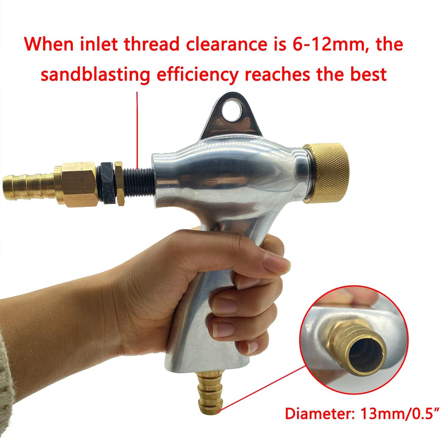 Sand Blaster Gun Kit Soda Blaster Air Siphon Sandblaster Gun with Boron Carbide Sandblasting Nozzle Power Abrasive Sand Blasters Spray Gun Set Portable（6mm）