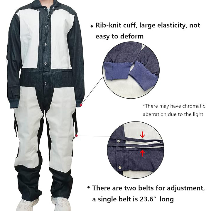 Heavy Duty Leather Blast Suit Spray Paint Protective Suit Sandblasting Protective Safety Work Overalls Blue