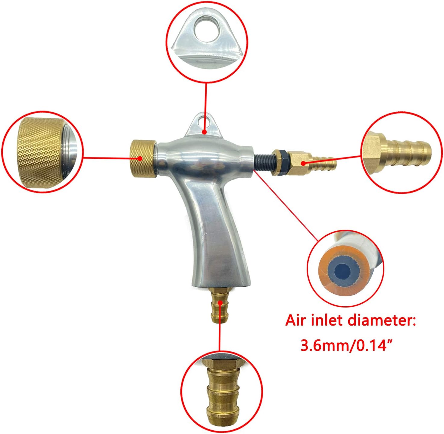 Sand Blaster Gun Kit Soda Blaster Air Siphon Sandblaster Gun with Boron Carbide Sandblasting Nozzle Power Abrasive Sand Blasters Spray Gun Set Portable（6mm）