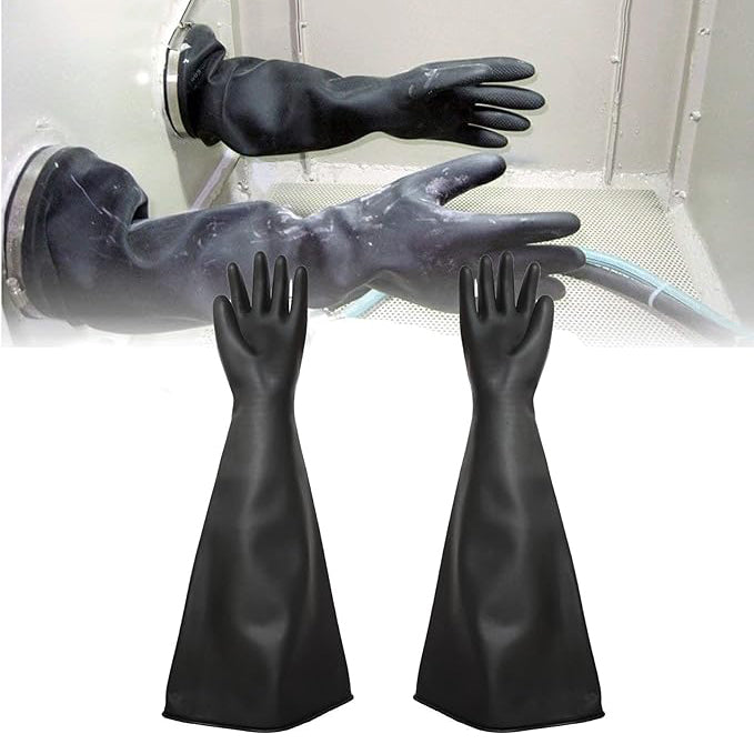 Heavy Duty Sandblasting Gloves 27.5" Rubber Gloves for Sandblaster Protective Safety Work Black Striped Gloves