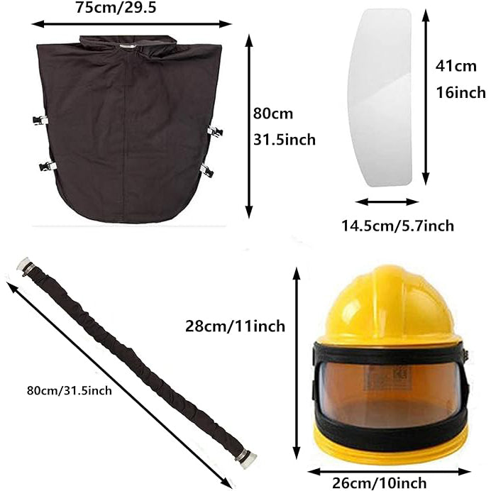 Sandblaster Helmet Safe Air Feed Sand Blast Helmet Shoulder Protective Sand Blast Hood Protector Sandblaster Thermostat 5 Pieces Outer Lenses