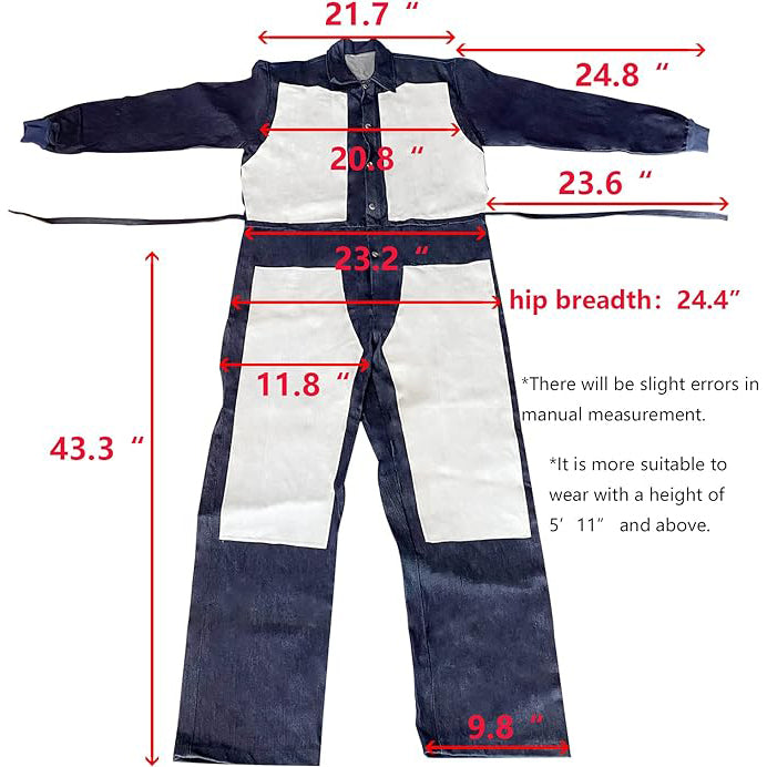 Heavy Duty Leather Blast Suit Spray Paint Protective Suit Sandblasting Protective Safety Work Overalls Blue