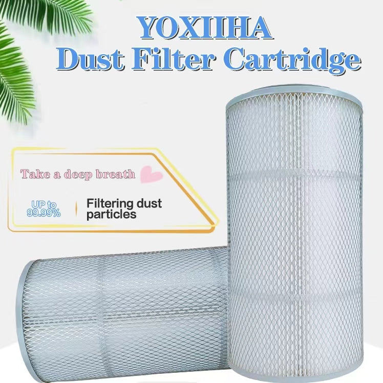 Industrial Flame Retardant Dust Filter Cartridge with Outer Mesh - OD: 12.6'' H: 26'' (320 * 660mm) for Powder Dust Collector Sand Blast Coating Shot Blasting Machine Filter Element