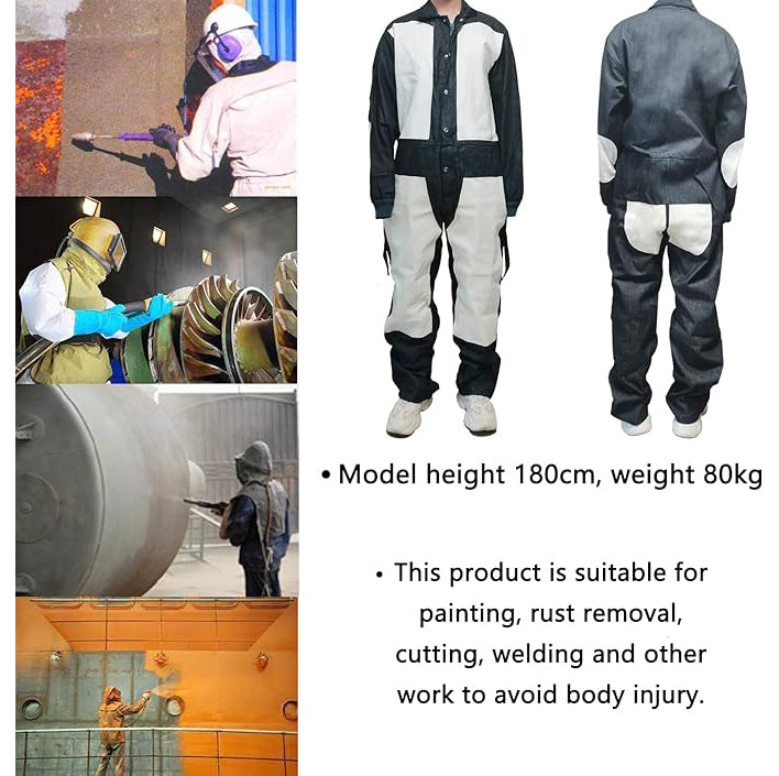 Heavy Duty Leather Blast Suit Spray Paint Protective Suit Sandblasting Protective Safety Work Overalls Blue