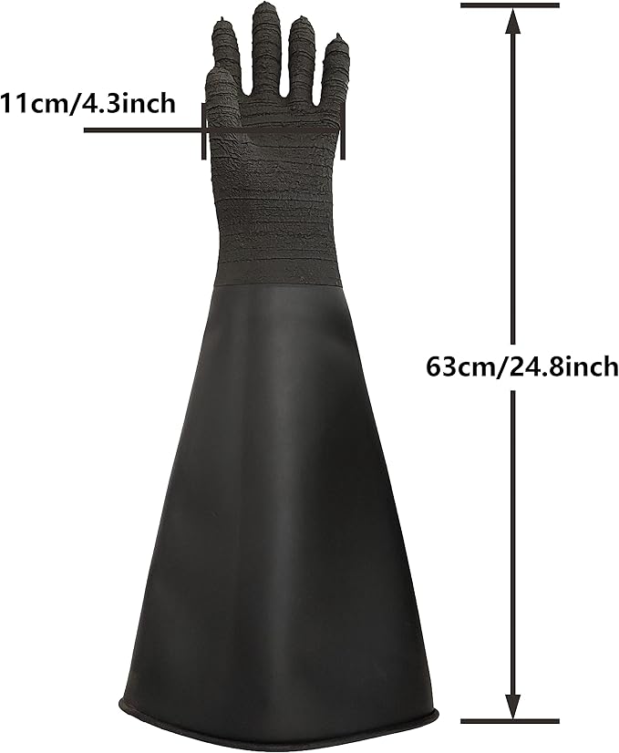 Heavy Duty Sandblasting Gloves 24.8" Rubber Gloves for Sandblaster Protective Safety Work Black Striped Gloves