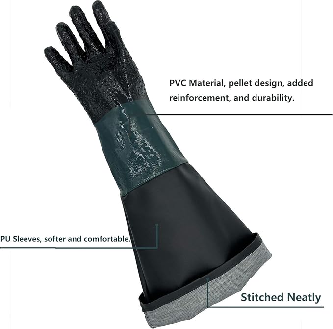 Rubber Sandblaster Gloves for Abrasive Blasting be Used on Sandblast Cabinet Sand Blasting Gloves With Particle