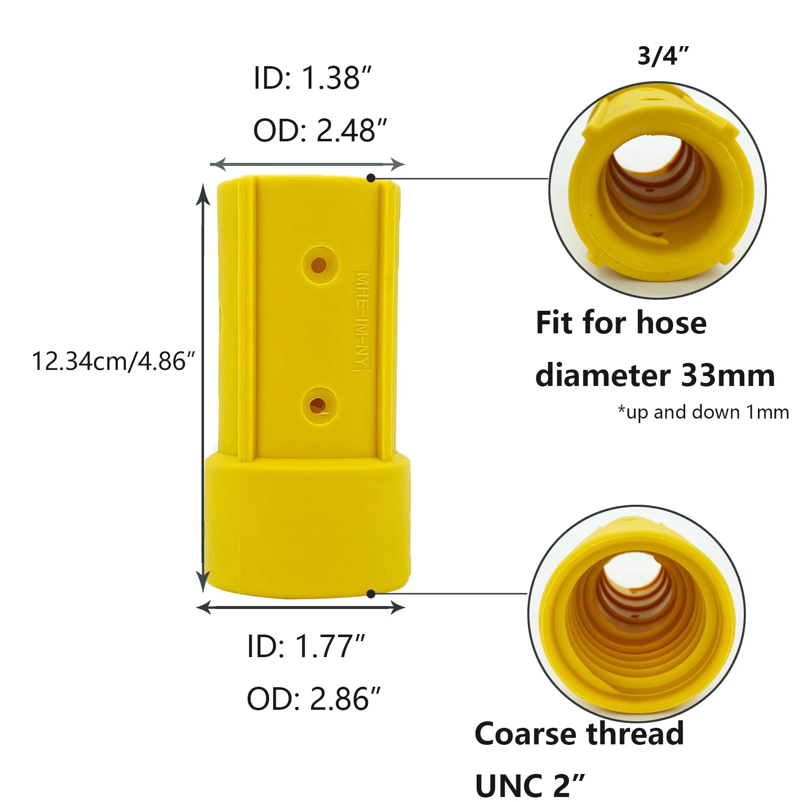 HOLDWIN Yellow Nylon sand blast hose coupling blasting Nozzle holder sandblast pot parts Pipe quick coupling quick connector