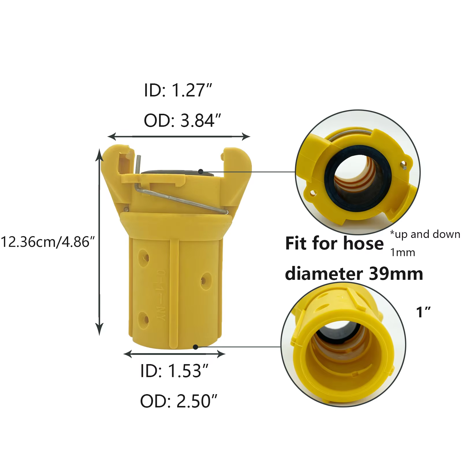 HOLDWIN Yellow Nylon sand blast hose coupling blasting Nozzle holder sandblast pot parts Pipe quick coupling quick connector